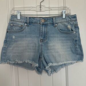 Blue Jean Shorts Distressed Frayed Hem